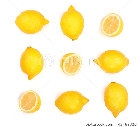Lemon isolated on white background. Seamless pattern with fruits. Top view. Flat lay 43468326