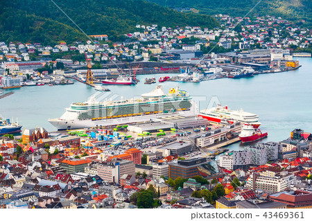 Bergen, Norway aerial view with colorful houses Bergen, Norway aerial view with colorful houses 43469361