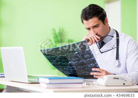 Doctor radiologist looking at x-ray scan in hospital 43469635