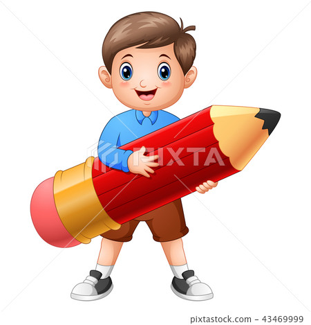 School boy holding a pencil 43469999