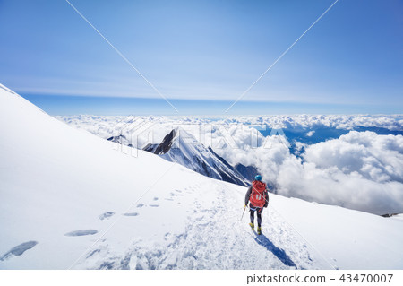 Trekking to the top of Mont Blanc mountain in French Alps 43470007