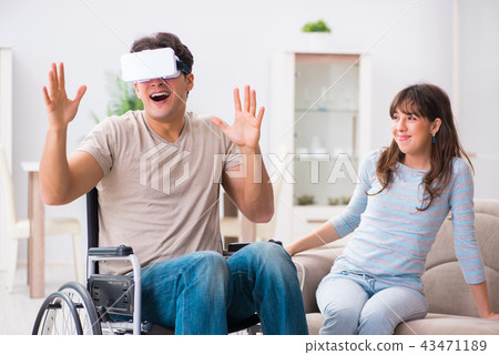 Disabled man with virtual glasses Disabled man with virtual glasses 43471189