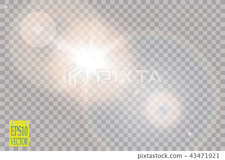 Vector transparent sunlight special lens flare light effect. Sun flash with rays and spotlight 43471921