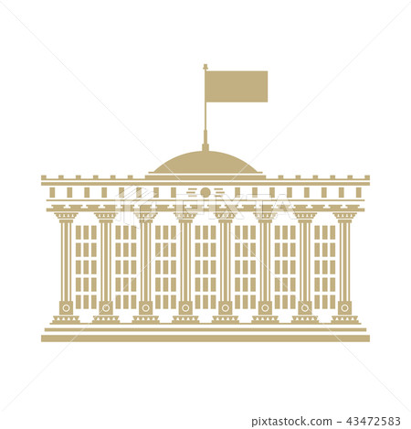 Bank House with a Flag on the Roof 43472583