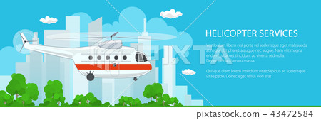 Banner , Helicopter on the Background of the City 43472584