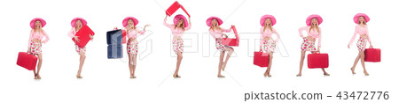 Woman preparing for travel on summer vacation Woman preparing for travel on summer vacation 43472776
