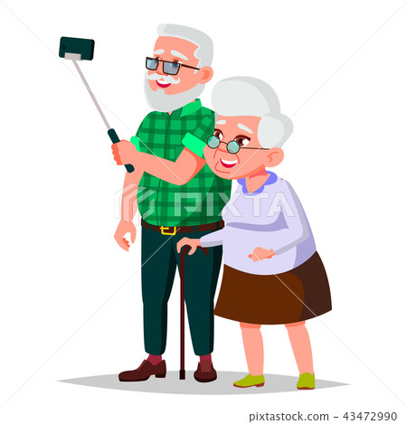 Elderly Couple Vector. Grandpa With Grandmother. Social Concept. Senior Couple. European. Isolated Elderly Couple Vector. Grandpa With Grandmother. Social Concept. Senior Couple. European. Isolated 43472990