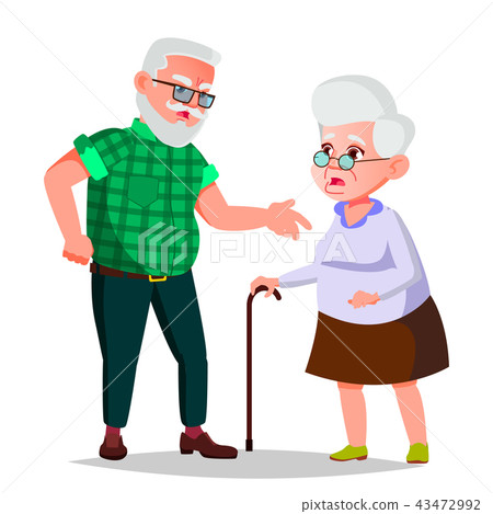 Elderly Couple Vector. Grandfather And Grandmother. Face Emotions. Happy People Together. Isolated Elderly Couple Vector. Grandfather And Grandmother. Face Emotions. Happy People Together. Isolated 43472992