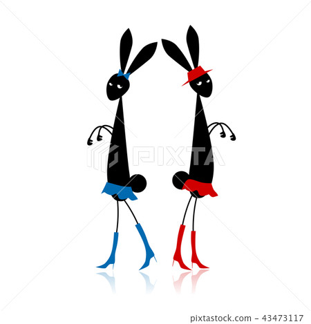 Two fashion rabbits for your design Two fashion rabbits for your design 43473117