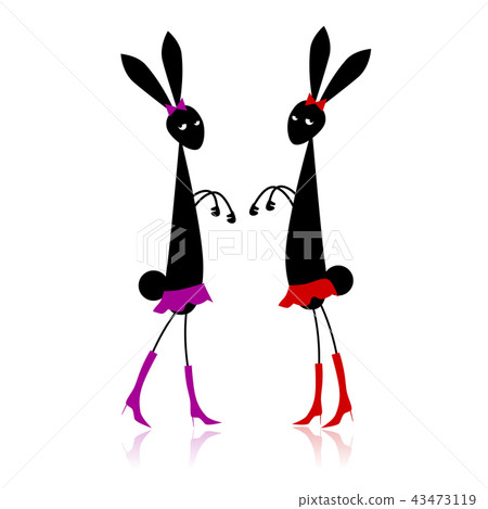 Two fashion rabbits for your design Two fashion rabbits for your design 43473119