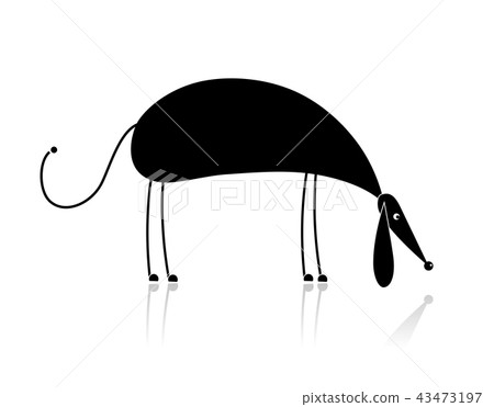 Funny black dog silhouette for your design 43473197