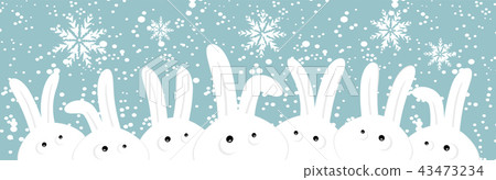 Rabbits on christmas winter background Rabbits on christmas winter background 43473234