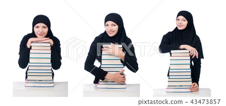 Young muslim female student with books Young muslim female student with books 43473857
