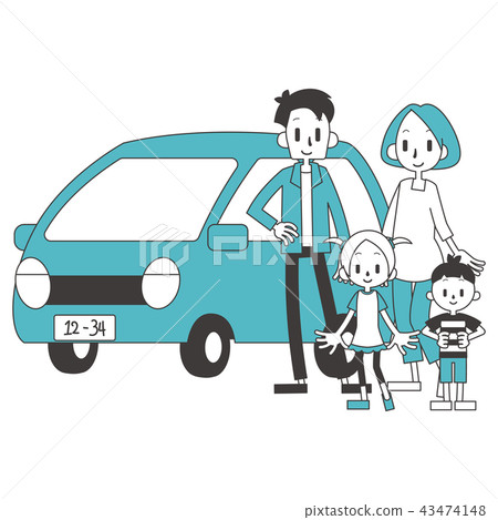 Family, parent and child, private car 43474148
