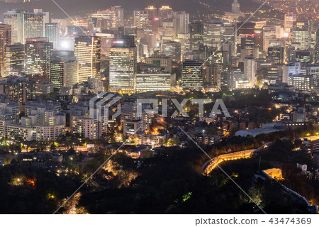 Night view of Seoul Downtown cityscape Night view of Seoul Downtown cityscape 43474369