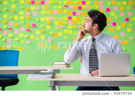 Man in the office with many conflicting priorities doing exercis Man in the office with many conflicting priorities doing exercis 43474734