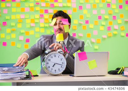 Businessman with many conflicting priorities in time management  43474806