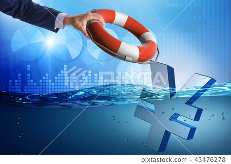 Businessman saving japanese yen currency from inflation Businessman saving japanese yen currency from inflation 43476278