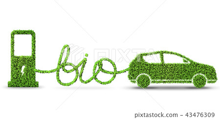 Car powered by biofuel - 3d rendering Car powered by biofuel - 3d rendering 43476309