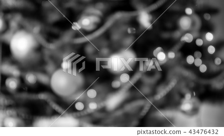 Black and white blurred image of decorated Christmas tree 43476432