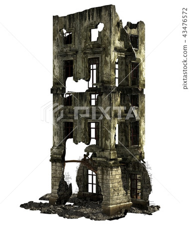 Ruined Building Isolated On White 3D Illustration Ruined Building Isolated On White 3D Illustration 43476572