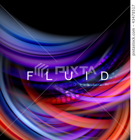 Fluid smooth wave abstract background, flowing glowing color motion concept, trendy abstract layout Fluid smooth wave abstract background, flowing glowing color motion concept, trendy abstract layout 43478517