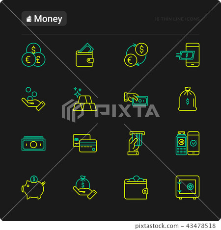 Money thin line icons set 43478518
