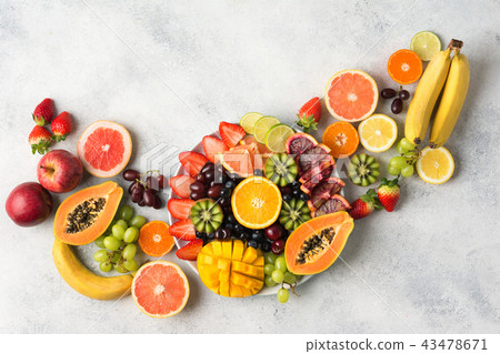 Raw fruits berries platter Raw fruits berries platter 43478671