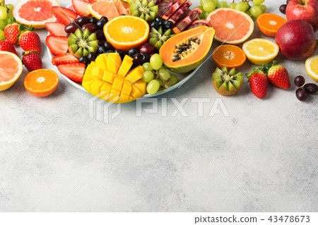 Raw fruits berries platter Raw fruits berries platter 43478673