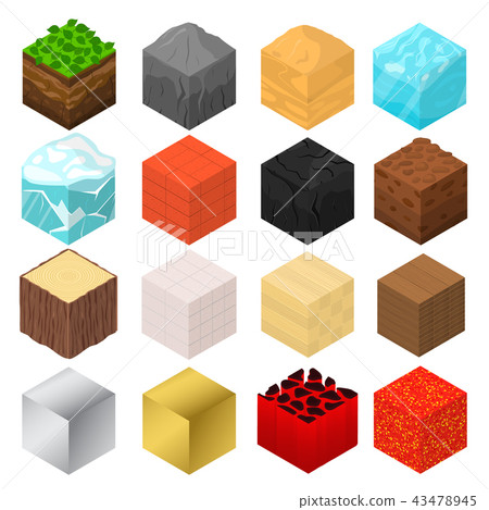 Mine Cubes Signs 3d Icon Set Isometric View. Vector Mine Cubes Signs 3d Icon Set Isometric View. Vector 43478945