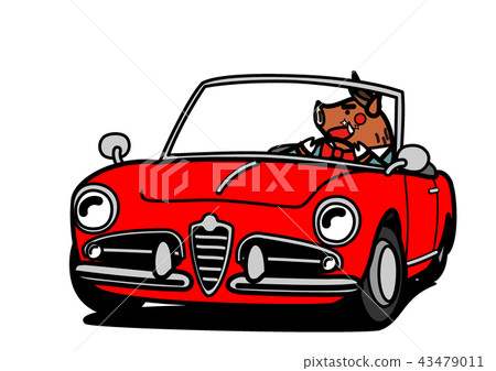 新年卡的材料2019打開車和綠色 43479011
