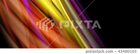Wave fluid flowing colors motion effect, holographic abstract background. Vector illustration 43480103