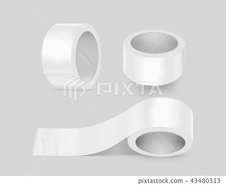 Blank white duct adhesive tape set mockup, clipping path Blank white duct adhesive tape set mockup, clipping path 43480313