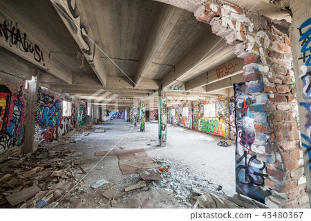 Old abandoned factory hall 43480367