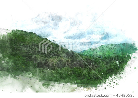 Abstract Colorful mountain peak watercolor paint. Abstract Colorful mountain peak watercolor paint. 43480553