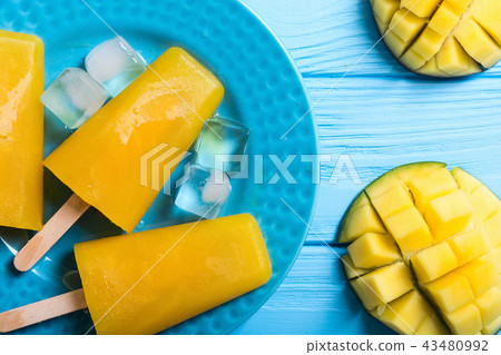 Homemade mango popsicle Homemade mango popsicle 43480992