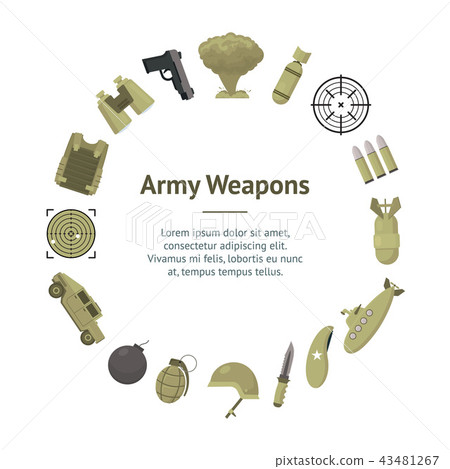 Cartoon Color Army Weapons Banner Card Circle. Vector Cartoon Color Army Weapons Banner Card Circle. Vector 43481267