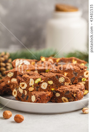 Italian Christmas dessert panforte with nut 43481535
