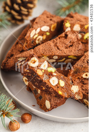 Italian Christmas dessert panforte with nuts Italian Christmas dessert panforte with nuts 43481536