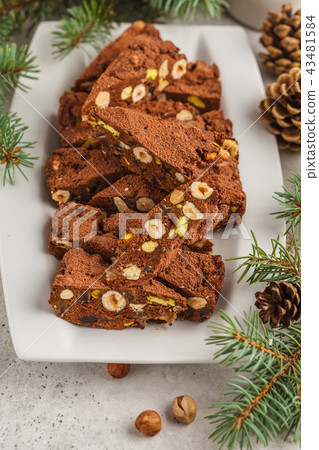 Italian Christmas dessert panforte with nuts Italian Christmas dessert panforte with nuts 43481584