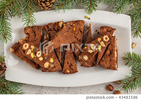 Italian Christmas dessert panforte with nuts Italian Christmas dessert panforte with nuts 43481586