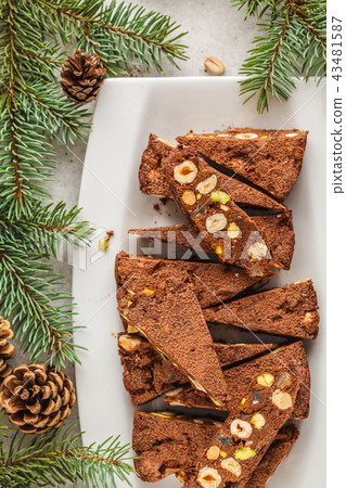 Italian Christmas dessert panforte with nuts Italian Christmas dessert panforte with nuts 43481587