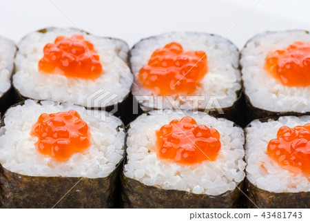Japanese food restaurant, sushi maki gunkan roll plate or platter set. Sushi set and composition Japanese food restaurant, sushi maki gunkan roll plate or platter set. Sushi set and composition 43481743