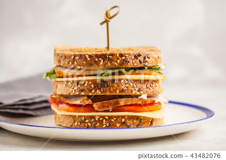 Ham, vegetables and cheese sandwiches  43482076