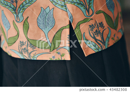 edge of clothes with floral pattern close-up edge of clothes with floral pattern close-up 43482308