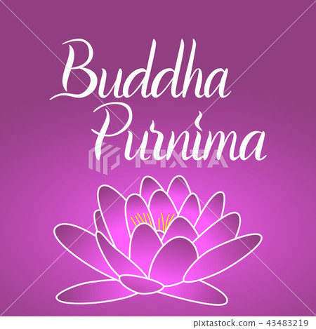 Buddha Purnima hand written lettering and lotus flower 43483219