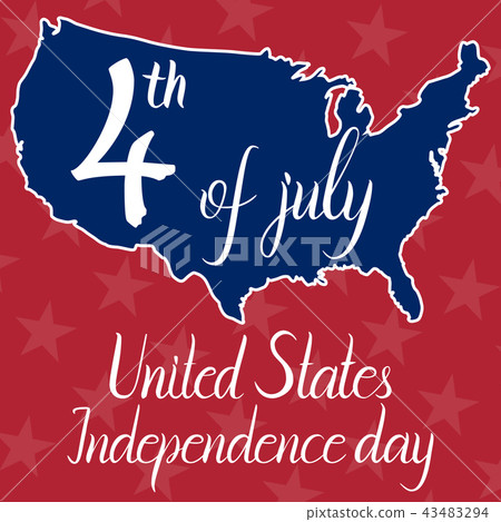 Inscription 4th of july United States independence day and map of the United States of America Inscription 4th of july United States independence day and map of the United States of America 43483294