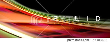 Wave fluid flowing colors motion effect, holographic abstract background. Vector illustration 43483685