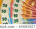 Banknotes of Euro Money. Euro cash background. Bus 43483927