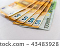 Banknotes of Euro Money. Euro cash background. Bus 43483928